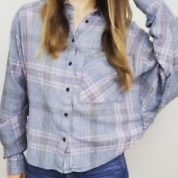 Free People Plaid L/S Batwing Button Up Shirt - Picture 2 of 9